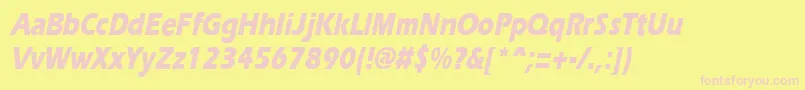 ErgoeextraboldcondItalic Font – Pink Fonts on Yellow Background