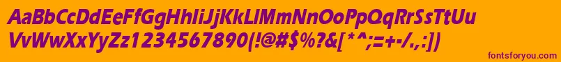 ErgoeextraboldcondItalic-Schriftart – Violette Schriften auf orangefarbenem Hintergrund
