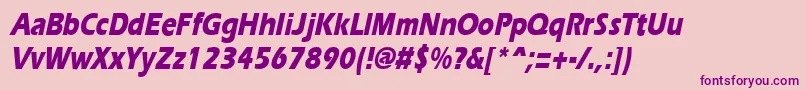 Fonte ErgoeextraboldcondItalic – fontes roxas em um fundo rosa