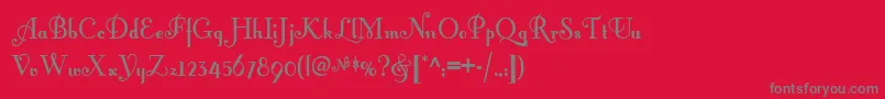 Fontleroy-Schriftart – Graue Schriften auf rotem Hintergrund