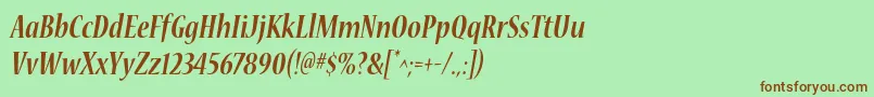 フォントNuevastdBoldconditalic – 緑の背景に茶色のフォント