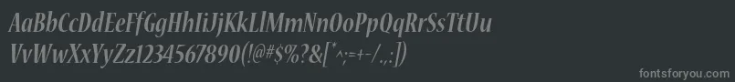 フォントNuevastdBoldconditalic – 黒い背景に灰色の文字