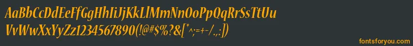 フォントNuevastdBoldconditalic – 黒い背景にオレンジの文字