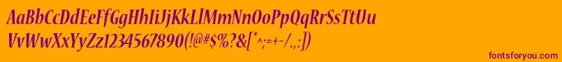 NuevastdBoldconditalic Font – Purple Fonts on Orange Background