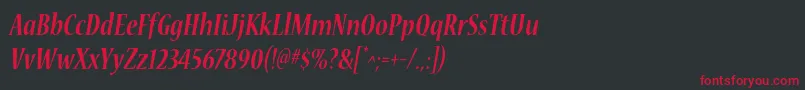 NuevastdBoldconditalic Font – Red Fonts on Black Background