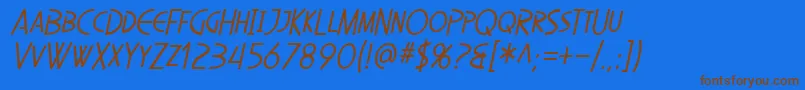 SfDiegoSansCondensedOblique-Schriftart – Braune Schriften auf blauem Hintergrund