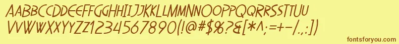SfDiegoSansCondensedOblique Font – Brown Fonts on Yellow Background