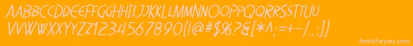 SfDiegoSansCondensedOblique-fontti – vaaleanpunaiset fontit oranssilla taustalla