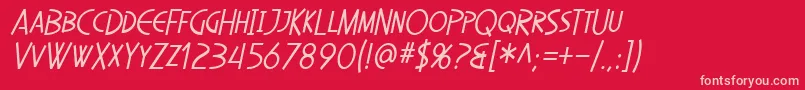 Więcej informacji o czcionce SfDiegoSansCondensedOblique Czcionka SfDiegoSansCondensedOblique – różowe czcionki na czerwonym tle