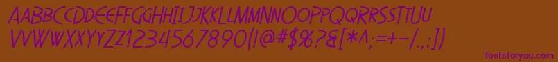 SfDiegoSansCondensedOblique Font – Purple Fonts on Brown Background