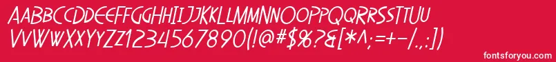 SfDiegoSansCondensedOblique Font – White Fonts on Red Background