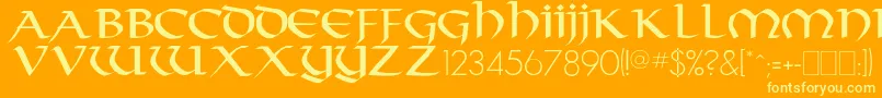 Durrette Font – Yellow Fonts on Orange Background