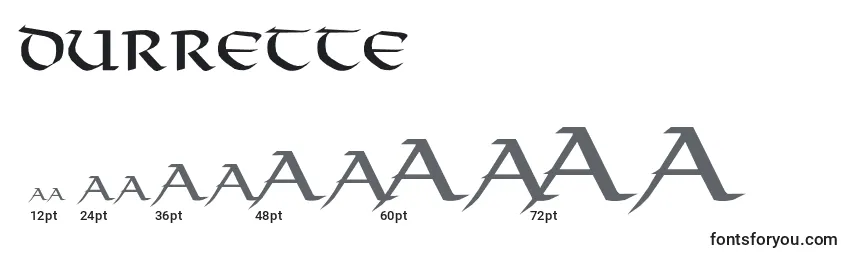 Размеры шрифта Durrette