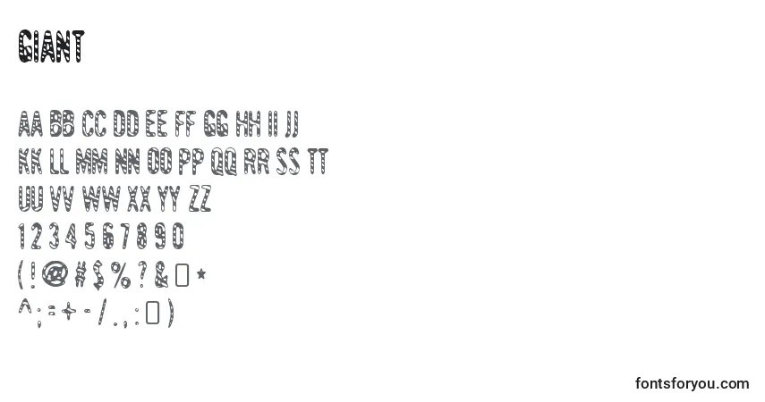 Czcionka Giant – alfabet, cyfry, specjalne znaki
