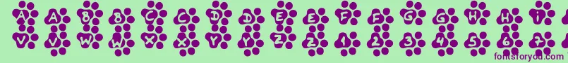 Catwalk-fontti – violetit fontit vihreällä taustalla