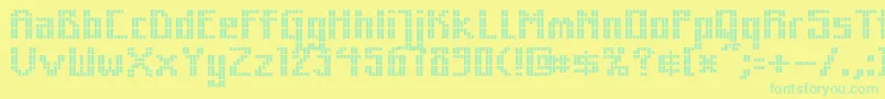 MkZodnigSquare-Schriftart – Grüne Schriften auf gelbem Hintergrund