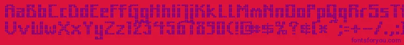 MkZodnigSquare-Schriftart – Violette Schriften auf rotem Hintergrund