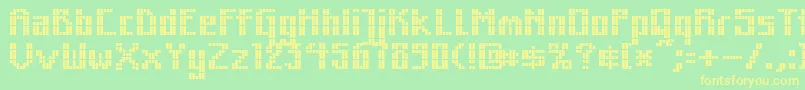 MkZodnigSquare-Schriftart – Gelbe Schriften auf grünem Hintergrund