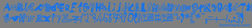 MikaTeuf-Schriftart – Blaue Schriften auf grauem Hintergrund