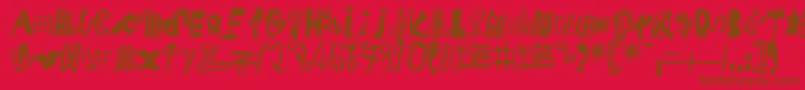MikaTeuf Font – Brown Fonts on Red Background