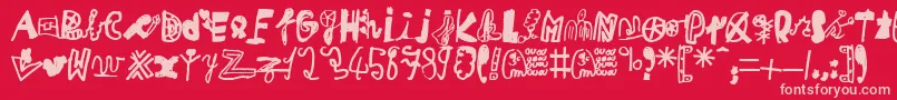 MikaTeuf Font – Pink Fonts on Red Background