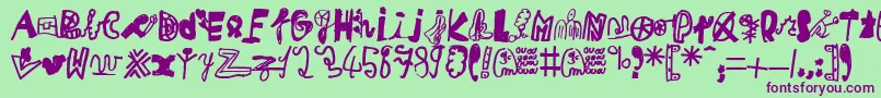 Czcionka MikaTeuf – fioletowe czcionki na zielonym tle