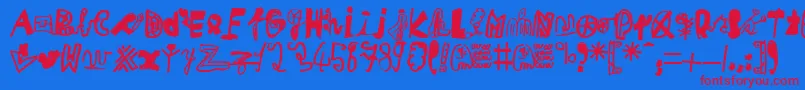 Czcionka MikaTeuf – czerwone czcionki na niebieskim tle