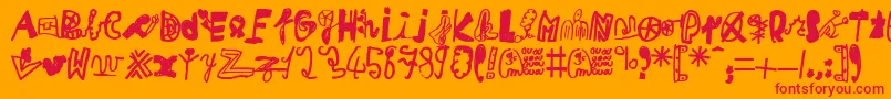 フォントMikaTeuf – オレンジの背景に赤い文字