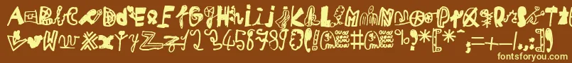 MikaTeuf-fontti – keltaiset fontit ruskealla taustalla