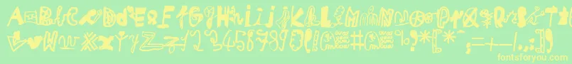 MikaTeuf Font – Yellow Fonts on Green Background