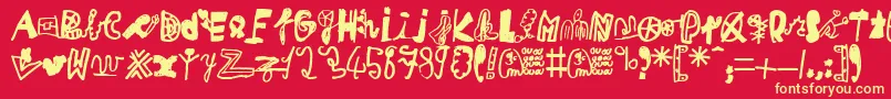 フォントMikaTeuf – 黄色の文字、赤い背景