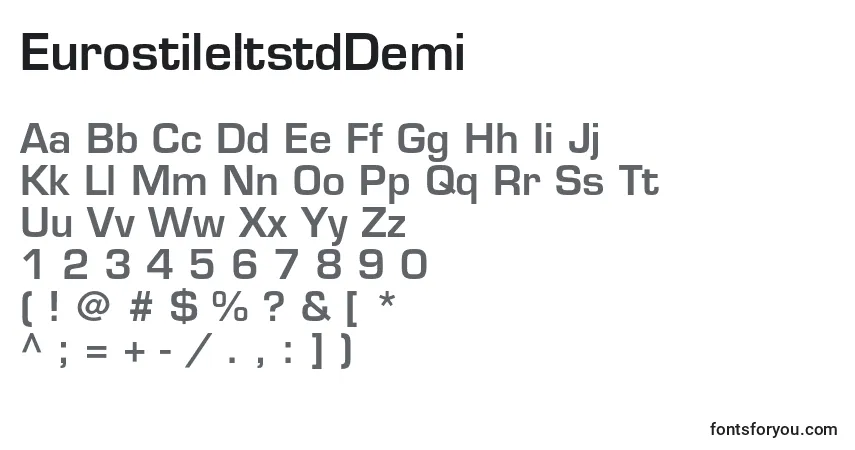 Czcionka EurostileltstdDemi – alfabet, cyfry, specjalne znaki