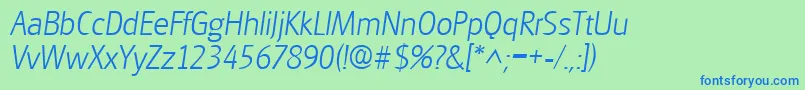 Police GlasgowlhItalic – polices bleues sur fond vert