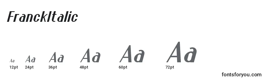 Размеры шрифта FranckItalic