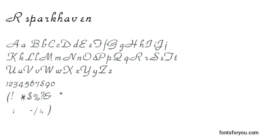 Czcionka Rsparkhaven – alfabet, cyfry, specjalne znaki