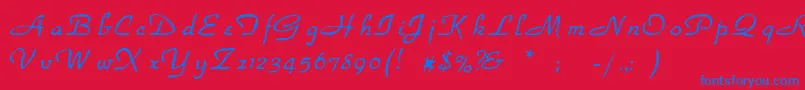 フォントRsparkhaven – 赤い背景に青い文字