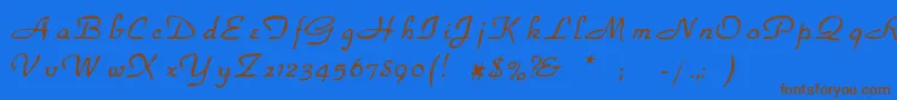 Rsparkhaven-Schriftart – Braune Schriften auf blauem Hintergrund