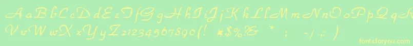 フォントRsparkhaven – 黄色の文字が緑の背景にあります