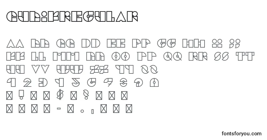 Schriftart CubikRegular – Alphabet, Zahlen, spezielle Symbole