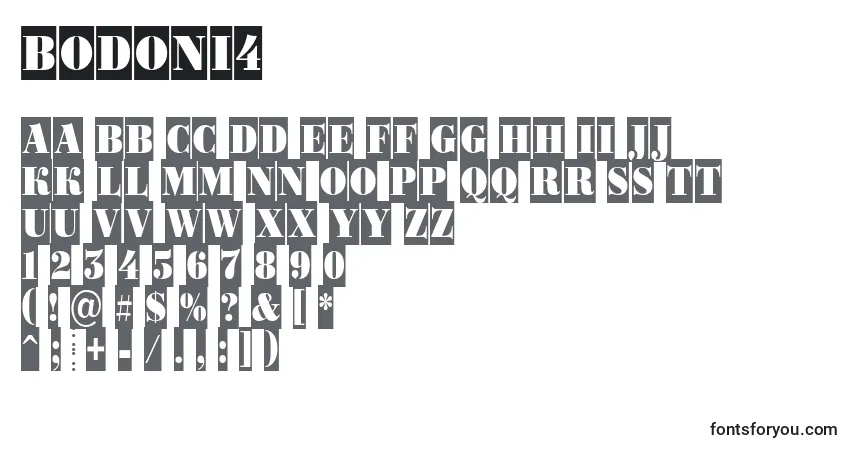 Czcionka Bodoni4 – alfabet, cyfry, specjalne znaki