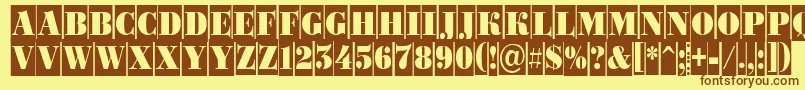 フォントBodoni4 – 茶色の文字が黄色の背景にあります。