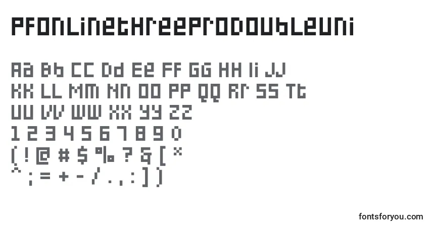 A fonte PfonlinethreeproDoubleuni – alfabeto, números, caracteres especiais