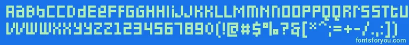 PfonlinethreeproDoubleuni Font – Green Fonts on Blue Background