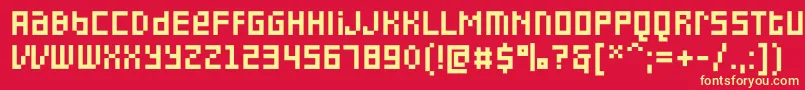 PfonlinethreeproDoubleuni Font – Yellow Fonts on Red Background