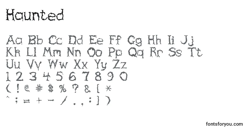 Czcionka Haunted – alfabet, cyfry, specjalne znaki