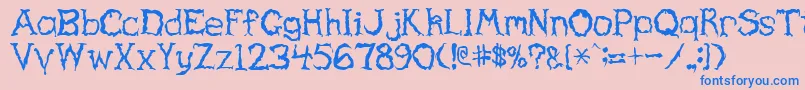 Haunted Font – Blue Fonts on Pink Background