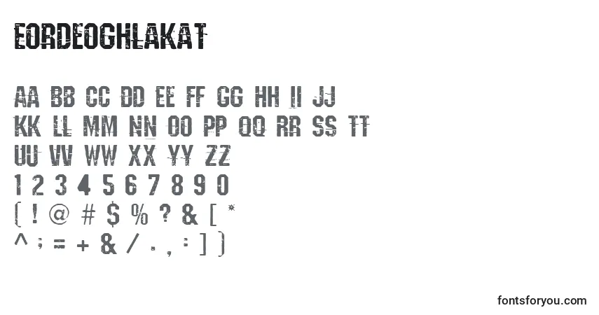 A fonte Eordeoghlakat – alfabeto, números, caracteres especiais