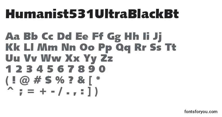 Шрифт Humanist531UltraBlackBt – алфавит, цифры, специальные символы