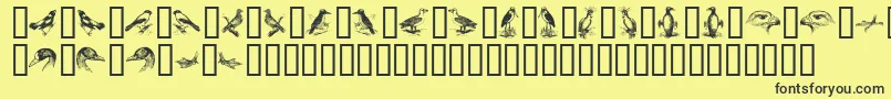 BirdsA Font – Black Fonts on Yellow Background