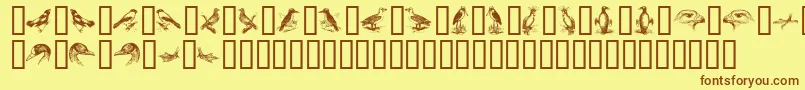 BirdsA Font – Brown Fonts on Yellow Background